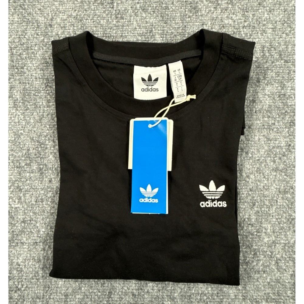 Adidas Originals Essentials T Shirt Mens Small Black Trefoil Logo Tee NWT